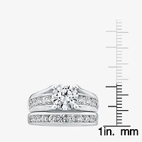 (G / Si1-Si2) Womens 4 CT. T.W. Lab Grown White Diamond 10K Gold Round Side Stone Bridal Set