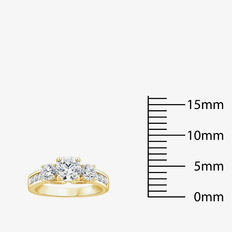 Love Lives Forever (G / Si1-Si2) Womens 2 CT. T.W. Lab Grown White Diamond 10K Gold Round Side Stone 3-Stone Engagement Ring