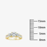 Love Lives Forever (G / Si1-Si2) Womens 2 CT. T.W. Lab Grown White Diamond 10K Gold Round Side Stone 3-Stone Engagement Ring