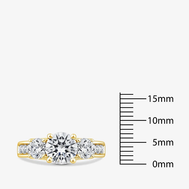 Love Lives Forever (G / Si1-Si2) Womens 3 CT. T.W. Lab Grown White Diamond 10K Gold Round Side Stone 3-Stone Engagement Ring