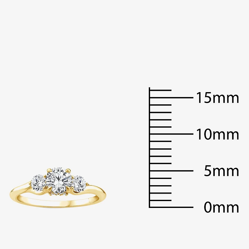 Love Lives Forever (G / Si1-Si2) Womens 1 CT. T.W. Lab Grown White Diamond 10K Gold Round 3-Stone Engagement Ring