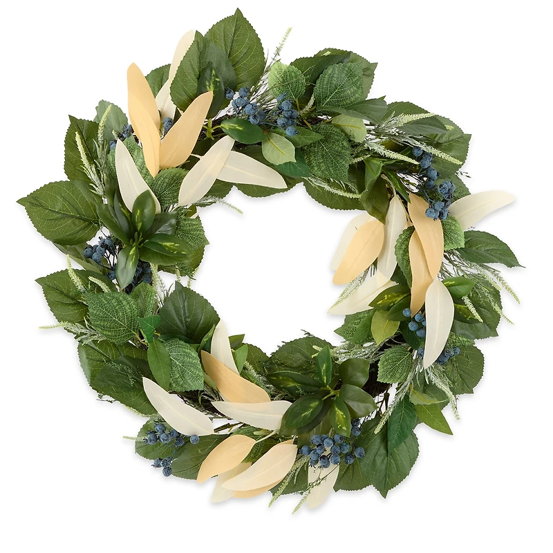 Linden Street 24in Blueberry Mixed Evergreen Wreath