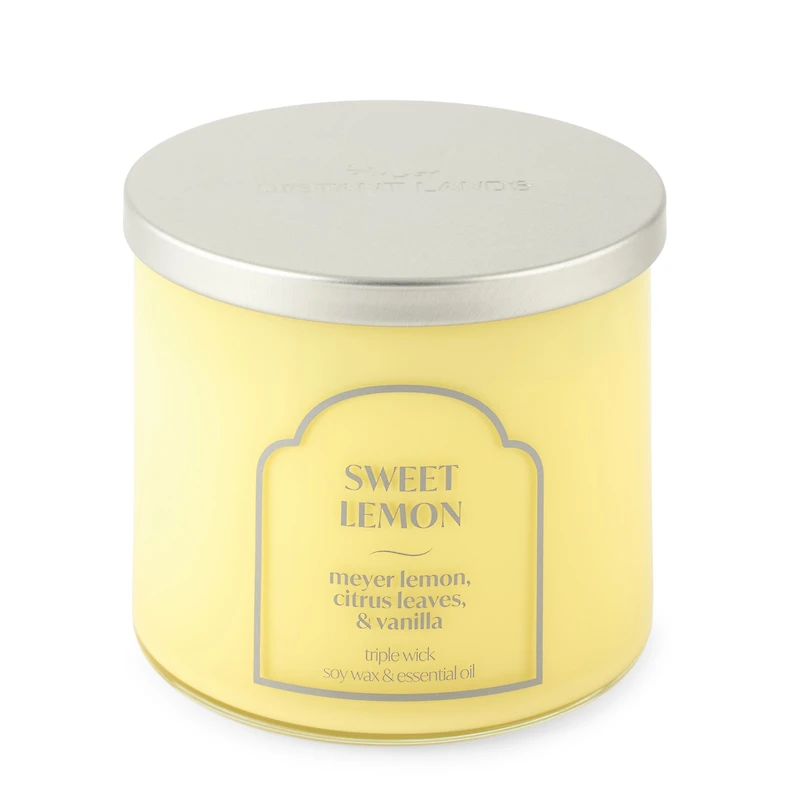 Distant Lands 14oz Sweet Lemon 3-Wick Scented Jar Candle