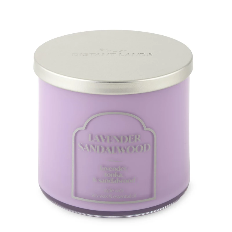 Distant Lands 14oz Lavender Sandalwood 3-Wick Scented Jar Candle