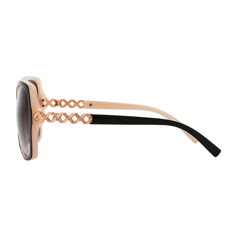 Mixit Large Black With Metal Temple Womens UV PROTECTION Square Sunglasses