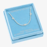 Sparkle Allure Womens Cubic Zirconia Pure Silver Over Brass 16 Inch Tennis Necklace
