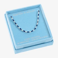 Sparkle Allure Womens Blue Cubic Zirconia Pure Silver Over Brass 16 Inch Tennis Necklace
