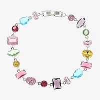Sparkle Allure Multi Shape Womens Multi Color Cubic Zirconia Pure Silver Over Brass Oval Pear Rectangular 7.5 Inch Tennis Bracelet
