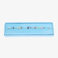 Sparkle Allure Multi Shape Womens Multi Color Cubic Zirconia Pure Silver Over Brass Oval Pear Rectangular 7.5 Inch Tennis Bracelet
