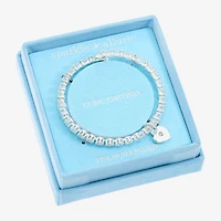 Sparkle Allure Coil Womens Cubic Zirconia Pure Silver Over Brass Heart Tennis Bracelet