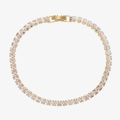 Sparkle Allure Womens Cubic Zirconia 14K Gold Over Brass Square 7.5 Inch Tennis Bracelet