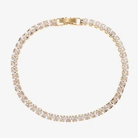Sparkle Allure Womens Cubic Zirconia 14K Gold Over Brass Square 7.5 Inch Tennis Bracelet
