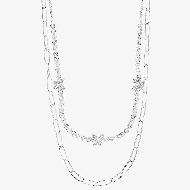 Sparkle Allure Womens Cubic Zirconia Pure Silver Over Brass 18 Inch Tennis Necklace
