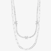 Sparkle Allure Womens Cubic Zirconia Pure Silver Over Brass 18 Inch Tennis Necklace