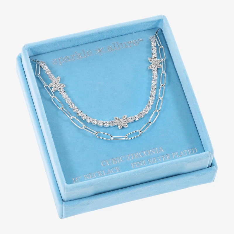 Sparkle Allure Womens Cubic Zirconia Pure Silver Over Brass 18 Inch Tennis Necklace
