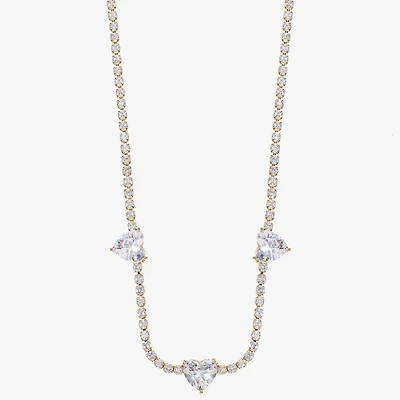 Sparkle Allure Womens Cubic Zirconia 14K Gold Over Brass 18 Inch Tennis Necklace
