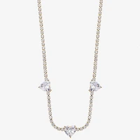 Sparkle Allure Womens Cubic Zirconia 14K Gold Over Brass 18 Inch Tennis Necklace