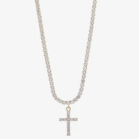 Sparkle Allure Womens Cubic Zirconia 14K Gold Over Brass 18 Inch Tennis Necklace