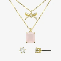 Sparkle Allure Womens Cubic Zirconia 14K Gold Over Brass Bow 2-pc. Jewelry Set
