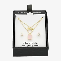 Sparkle Allure Womens Cubic Zirconia 14K Gold Over Brass Bow 2-pc. Jewelry Set