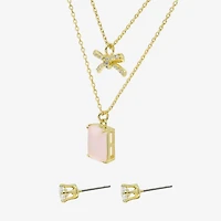 Sparkle Allure Womens Cubic Zirconia 14K Gold Over Brass Bow 2-pc. Jewelry Set