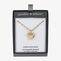 Sparkle Allure Locket Womens Cubic Zirconia 14K Gold Over Brass Heart 18 Inch Pendant Necklace