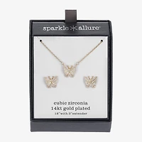 Sparkle Allure Womens Cubic Zirconia 14K Gold Over Brass Butterfly -pc. Jewelry Set