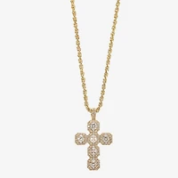 Sparkle Allure Womens Cubic Zirconia 14K Gold Over Brass Cross 18 Inch Pendant Necklace