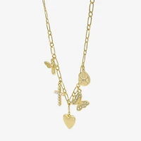 Sparkle Allure Charm Womens 14K Gold Over Brass 18 Inch Collar Necklace
