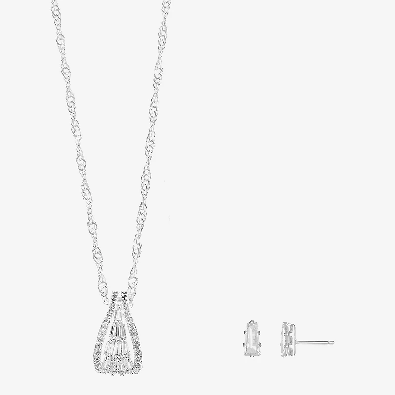 Sparkle Allure Womens Cubic Zirconia Pure Silver Over Brass 2-pc. Jewelry Set
