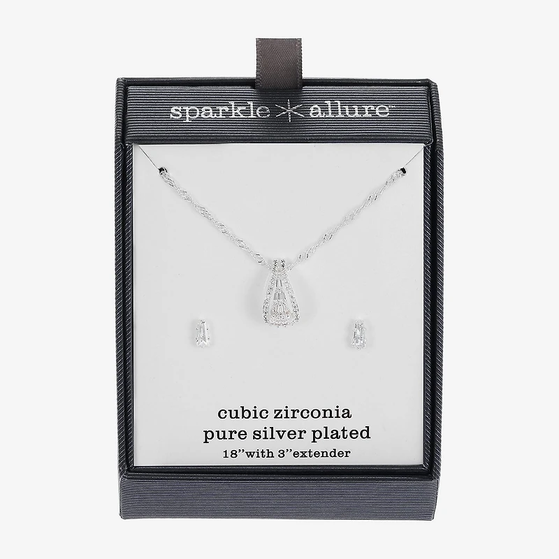 Sparkle Allure Womens Cubic Zirconia Pure Silver Over Brass 2-pc. Jewelry Set