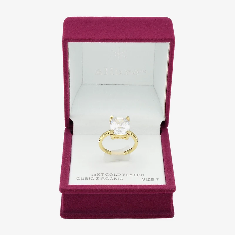 Sparkle Allure Womens Cubic Zirconia 14K Gold Over Brass Cushion Engagement Ring