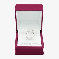 Sparkle Allure Womens Cubic Zirconia Pure Silver Over Brass Round Crossover Engagement Ring