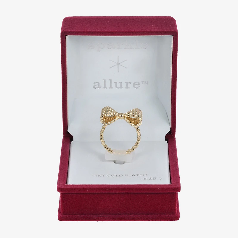 Sparkle Allure Mesh Womens 2.5MM 14K Gold Over Brass Bow Band