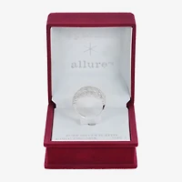 Sparkle Allure Leaf Womens 2.5MM Cubic Zirconia Pure Silver Over Brass Band