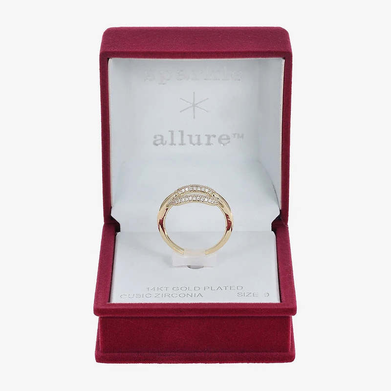 Sparkle Allure Womens 2.5MM Cubic Zirconia 14K Gold Over Brass Oval Band