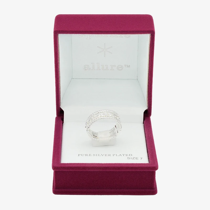 Sparkle Allure Faux Stack Link Womens 7.5MM Pure Silver Over Brass Band