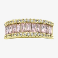 Sparkle Allure Womens 3MM Purple Crystal 14K Gold Over Brass Eternity Band