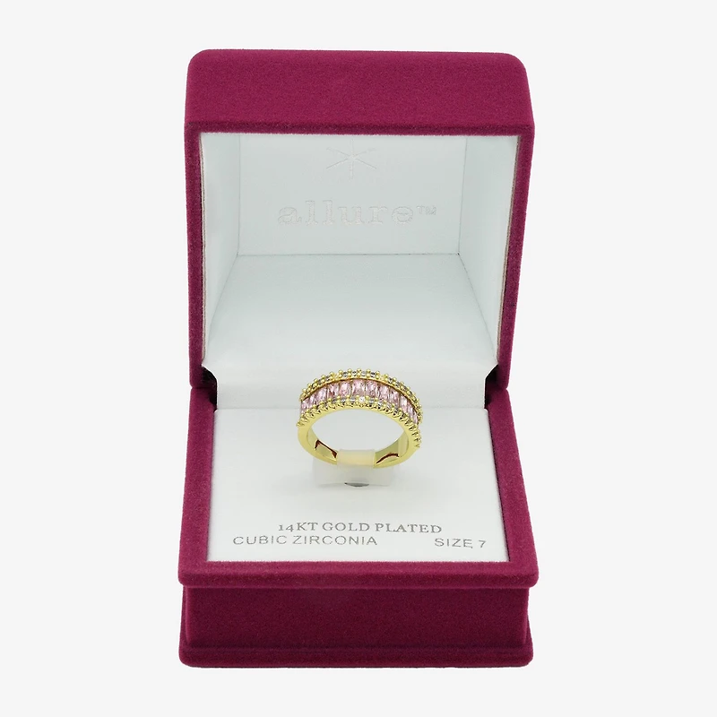 Sparkle Allure Womens 3MM Purple Crystal 14K Gold Over Brass Eternity Band