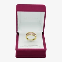 Sparkle Allure Womens 3MM Purple Crystal 14K Gold Over Brass Eternity Band
