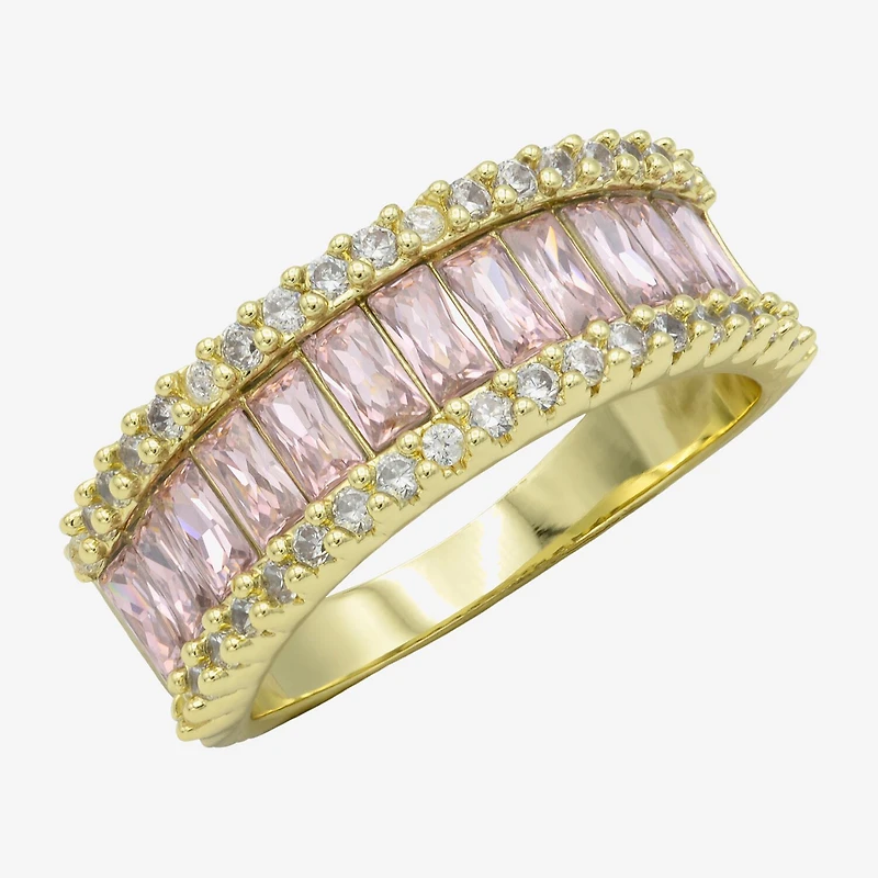 Sparkle Allure Womens 3MM Purple Crystal 14K Gold Over Brass Eternity Band