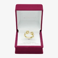 Sparkle Allure Floral Womens 3MM Cubic Zirconia 14K Gold Over Brass Flower Band