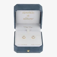 Sparkle Allure Cubic Zirconia 14K Gold Over Brass 11mm Heart Stud Earrings
