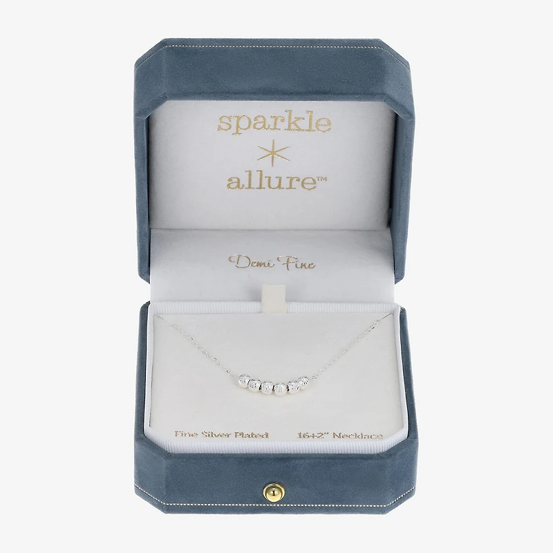 Sparkle Allure Womens Pure Silver Over Brass 16 Inch Collar Necklace