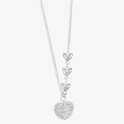 Sparkle Allure Womens Cubic Zirconia Pure Silver Over Brass Heart 16 Inch Pendant Necklace