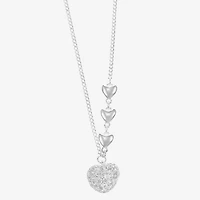 Sparkle Allure Womens Cubic Zirconia Pure Silver Over Brass Heart 16 Inch Pendant Necklace