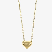 Sparkle Allure Puff Womens 14K Gold Over Brass Heart 16 Inch Pendant Necklace
