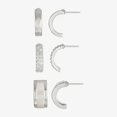 Sparkle Allure Womens Cubic Zirconia 3 Pair Earring Set