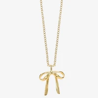 Sparkle Allure Womens 14K Gold Over Brass Bow 16 Inch Pendant Necklace