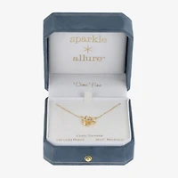 Sparkle Allure Womens Cubic Zirconia 14K Gold Over Brass Flower 16 Inch Pendant Necklace